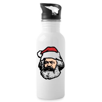 Karl Marx Weihnachtsmann | Silhouette – klassisch - Trinkflasche mit integriertem Trinkhalm - Weiß - Rechts