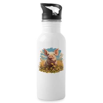 Pig Pig - Water bottle with straw - white - Right