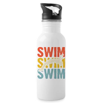 Schwimmen Wassersport Schwimmer Geschenke - Trinkflasche mit integriertem Trinkhalm - Weiß - Rechts