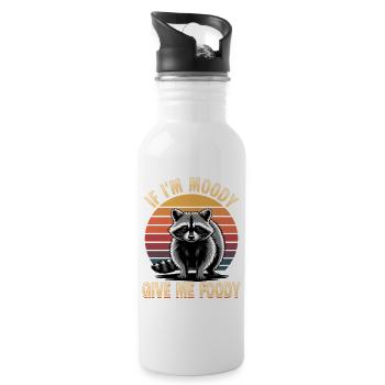 Funny Raccoon - Trinkflasche mit integriertem Trinkhalm - Weiß - Rechts