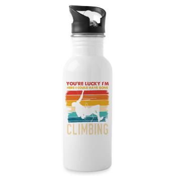Climbing luck saying climbing here - Water bottle with straw - white - Right