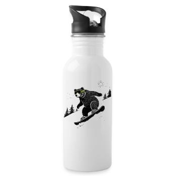 Snowboard Bear - Gourde avec paille intégrée - blanc - Droite