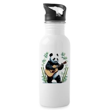 Panda guitarist in the bamboo forest - Water bottle with straw - white - Right