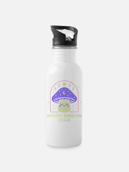 Mystical Hands Line Art - Water bottle with straw - white