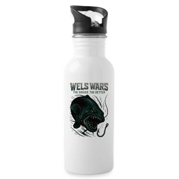 Wels Wars : plus c’est grand, mieux c’est - Gourde avec paille intégrée - blanc - Droite