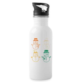 Weihnachtsmann Schneemann Weihnachten - Trinkflasche mit integriertem Trinkhalm - Weiß - Rechts