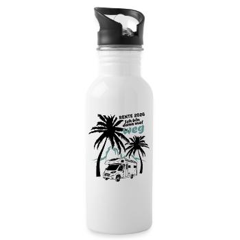 Ich bin dann mal weg | Rente 2026 - Palmen Camper - Trinkflasche mit integriertem Trinkhalm - Weiß - Rechts