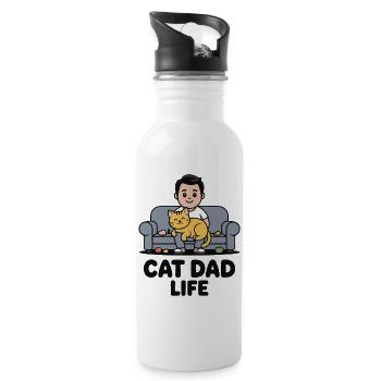Cat Dad Life on the Sofa - Water bottle with straw - white - Right