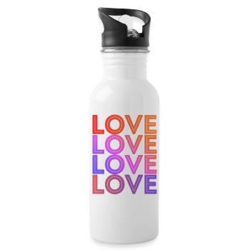 LOVE Liebe Text Schrift Design Farbverlauf Typo - Trinkflasche mit integriertem Trinkhalm - Weiß - Rechts