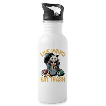 Funny Opossum - Water bottle with straw - white - Right