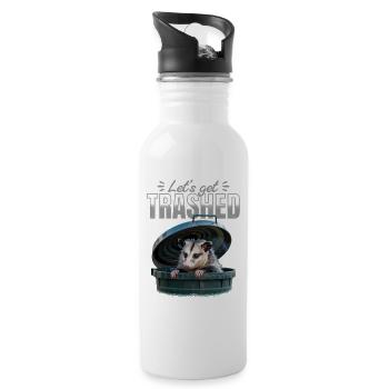 Funny Opossum - Water bottle with straw - white - Right
