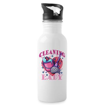Cleaning Heroine Heart Motif - Water bottle with straw - white - Right