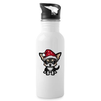 Chihuahua Hund Weihnachten - Trinkflasche mit integriertem Trinkhalm - Weiß - Rechts