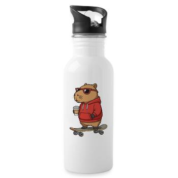 Capybara Lunettes de soleil Skateur rongeur Skateboard - Gourde avec paille intégrée - blanc - Droite