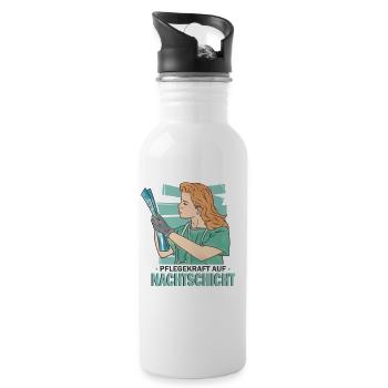 Pflegerin Geschenke Pflege Lustig Krankenpflegerin - Trinkflasche mit integriertem Trinkhalm - Weiß - Rechts