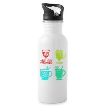 Santa Claus Mulled Wine Christmas - Water bottle with straw - white - Right