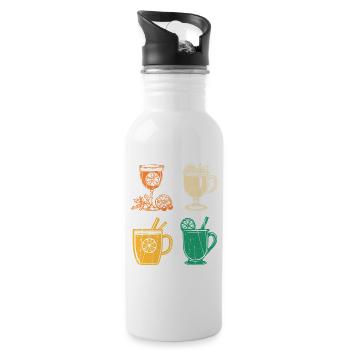 Santa Claus Mulled Wine Christmas - Water bottle with straw - white - Right