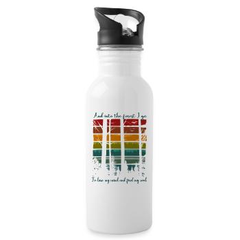 Forest Nature Hiker Trees Camping Outdoor Gift - Water bottle with straw - white - Right