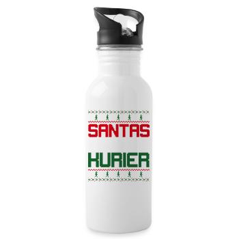 Christmas SANTA'S BEST COURIER Funny - Water bottle with straw - white - Right