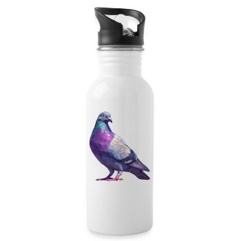 Tauben Taube - Trinkflasche mit integriertem Trinkhalm - Weiß - Rechts