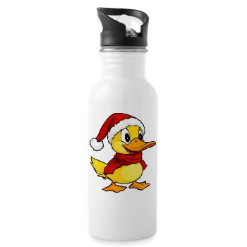 Enten Weihnachten / Entlein - Trinkflasche mit integriertem Trinkhalm - Weiß - Rechts