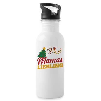 Weihnachtsmann Mamas Liebling Weihnachten - Trinkflasche mit integriertem Trinkhalm - Weiß - Rechts