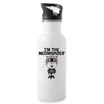 I'm The Meownager, Cat Office Manager Funny - Water bottle with straw - white - Right