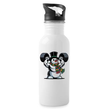 Strong Snowman Weightlifting Fitness Hivernal - Gourde avec paille intégrée - blanc - Droite