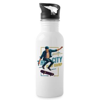 Urban Skate Action Neonstreet Style Design - Trinkflasche mit integriertem Trinkhalm - Weiß - Rechts