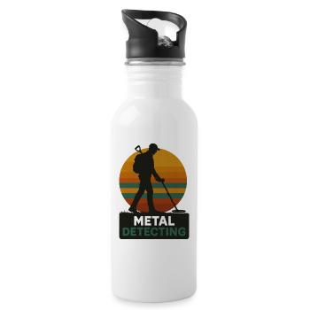 Metall-Entdeckungs-Schatzsuche-Abenteuer - Trinkflasche mit integriertem Trinkhalm - Weiß - Rechts