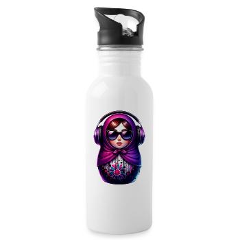Russian Matryoshka Music Russia Russian - Water bottle with straw - white - Right