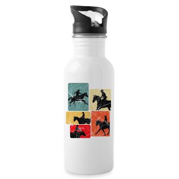 Equestrian Pop Silhouettes Collection - Water bottle with straw - white - Right