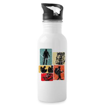 Wanderpfad Collage - Trinkflasche mit integriertem Trinkhalm - Weiß - Rechts