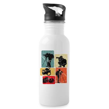 Fotografen Ausrüstung Silhouetten Collage - Trinkflasche mit integriertem Trinkhalm - Weiß - Rechts