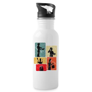 Küchenhelden Silhouetten Muster - Trinkflasche mit integriertem Trinkhalm - Weiß - Rechts