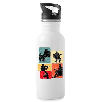 Music Silhouettes Collage - Water bottle with straw - white - Right