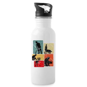 Gardening in colorful block areas - Water bottle with straw - white - Right