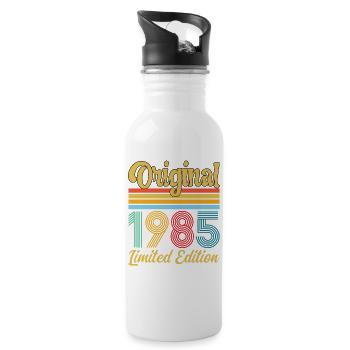 Geburtstagsgeschenk 1985 Originales Vintage-Retro-Geschenk - Trinkflasche mit integriertem Trinkhalm - Weiß - Rechts