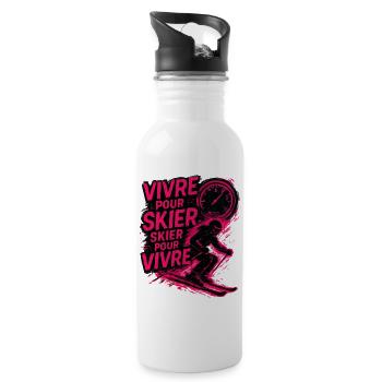 Live to Ski, Ski to Live - Water bottle with straw - white - Right