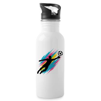 Neon Goalkeeper Flight, Football Fan Gift, Colorful - Water bottle with straw - white - Right