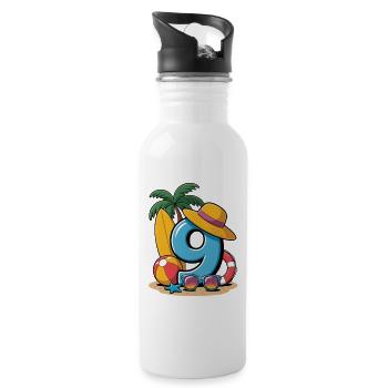9. Geburtstagsurlaub 9 Jahre - Trinkflasche mit integriertem Trinkhalm - Weiß - Rechts