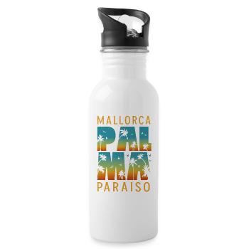 Palma Mallorca Paraiso Sunset Palmen Retro - Trinkflasche mit integriertem Trinkhalm - Weiß - Rechts