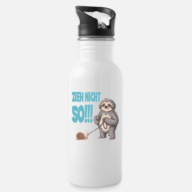 Don't pull so sloth with snail funnier - Water bottle with straw - white
