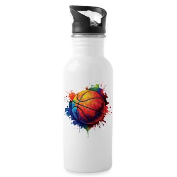 Basketball Splash Art - Design Ballon de Basket - Water bottle with straw - white - Right