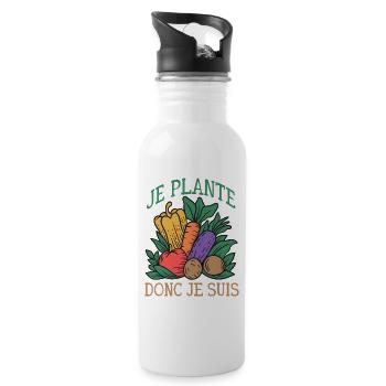 I plant therefore I am humor gardening & vegetable garden - Water bottle with straw - white - Right
