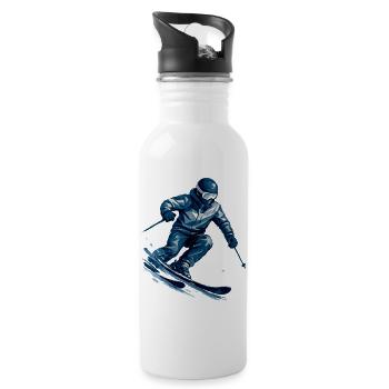 Skiing | Skier | Mountain - Water bottle with straw - white - Right