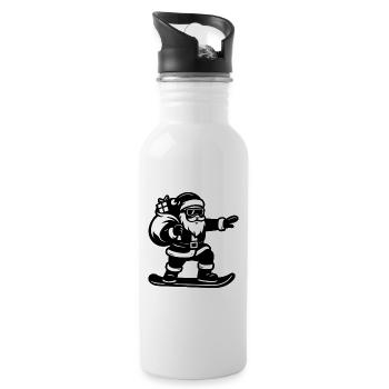 Santa auf Snowboard mit Geschenken - Trinkflasche mit integriertem Trinkhalm - Weiß - Rechts