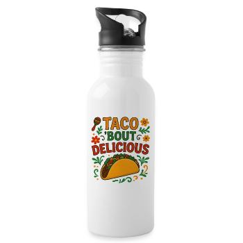 Taco Bout Delicious Fiesta Foodie Saying Fun - Water bottle with straw - white - Right