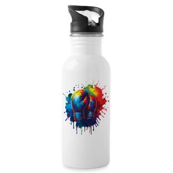 Boxing Gloves - Colorful Design Artistic Boxer - Water bottle with straw - white - Right
