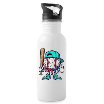 Mascotte de baseball fondante avec une batte - Gourde avec paille intégrée - blanc - Droite